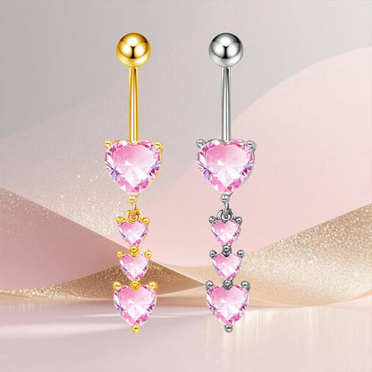 Three-dimensional Copper Flowers Belly Ring With Platinum Plated Electroplated Finish And Zircon Inlay