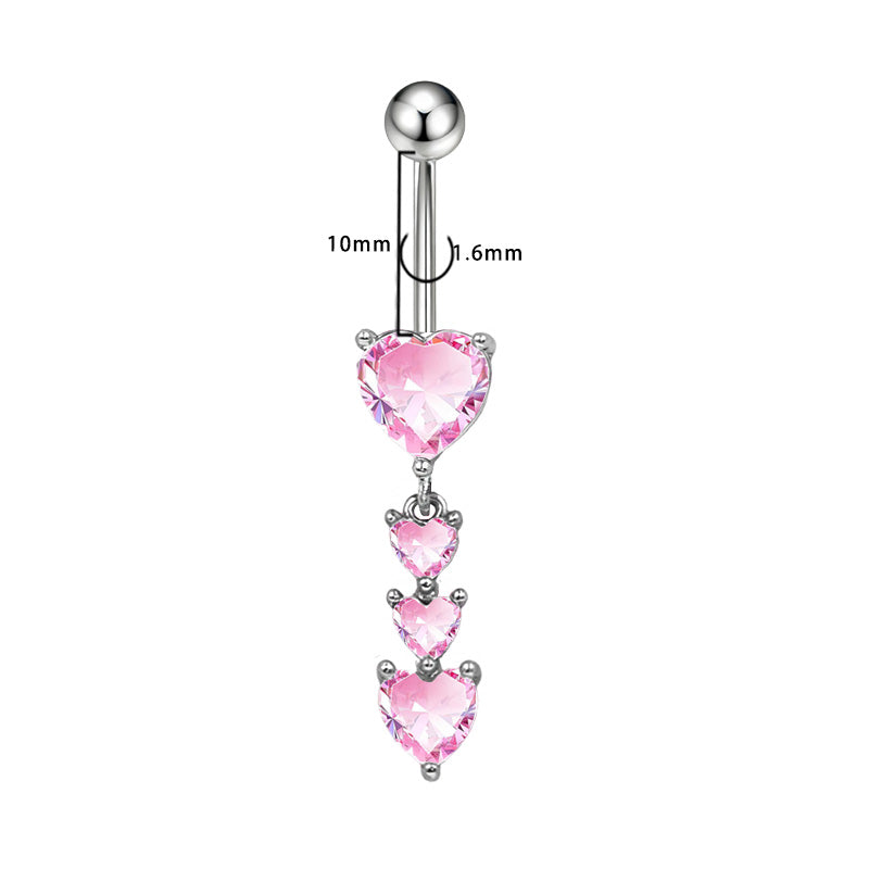 Three-dimensional Copper Flowers Belly Ring With Platinum Plated Electroplated Finish And Zircon Inlay
