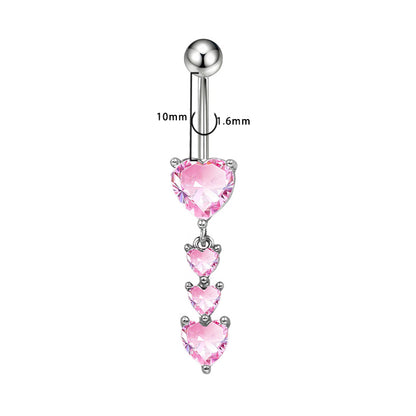 Three-dimensional Copper Flowers Belly Ring With Platinum Plated Electroplated Finish And Zircon Inlay