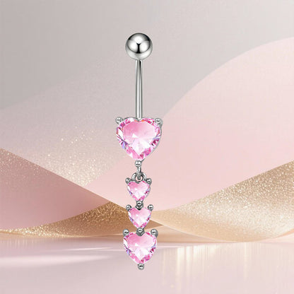 Three-dimensional Copper Flowers Belly Ring With Platinum Plated Electroplated Finish And Zircon Inlay