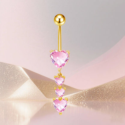 Three-dimensional Copper Flowers Belly Ring With Platinum Plated Electroplated Finish And Zircon Inlay