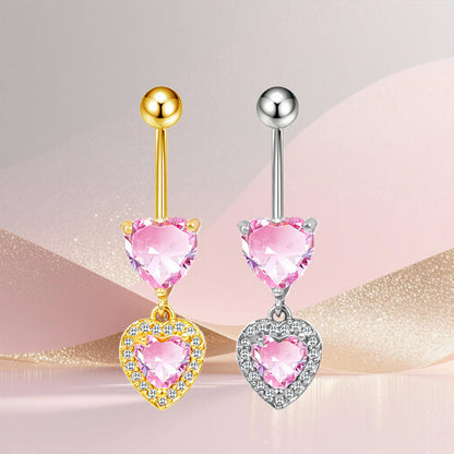 Three-dimensional Copper Flowers Belly Ring With Platinum Plated Electroplated Finish And Zircon Inlay