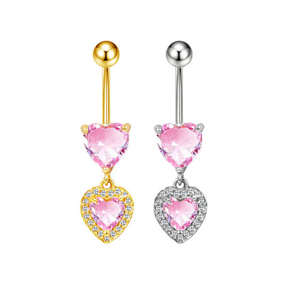 Three-dimensional Copper Flowers Belly Ring With Platinum Plated Electroplated Finish And Zircon Inlay