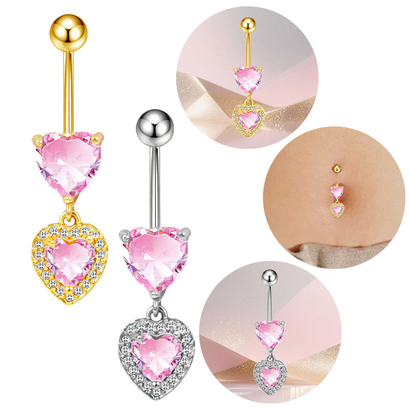 Three-dimensional Copper Flowers Belly Ring With Platinum Plated Electroplated Finish And Zircon Inlay