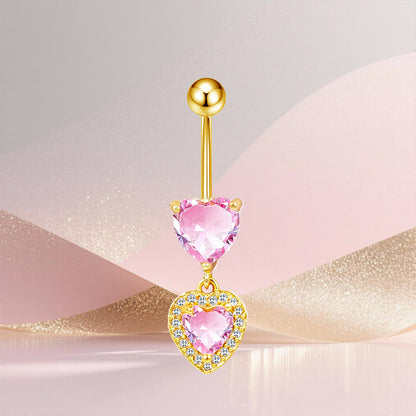 Three-dimensional Copper Flowers Belly Ring With Platinum Plated Electroplated Finish And Zircon Inlay