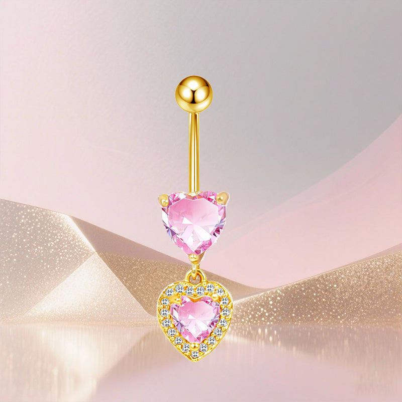 Three-dimensional Copper Flowers Belly Ring With Platinum Plated Electroplated Finish And Zircon Inlay