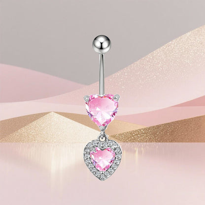 Three-dimensional Copper Flowers Belly Ring With Platinum Plated Electroplated Finish And Zircon Inlay