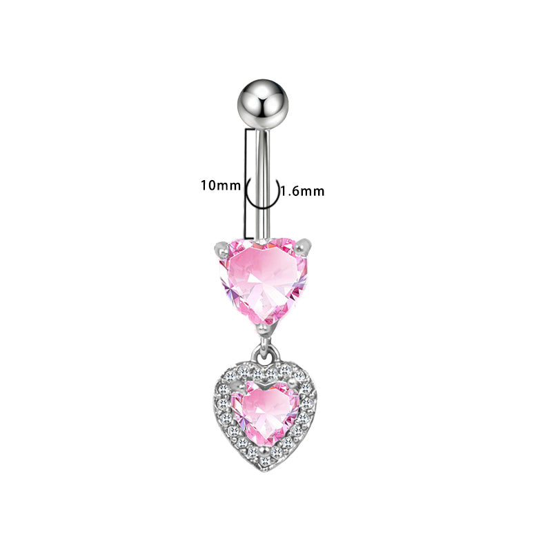 Three-dimensional Copper Flowers Belly Ring With Platinum Plated Electroplated Finish And Zircon Inlay