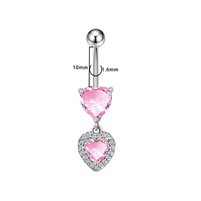 Three-dimensional Copper Flowers Belly Ring With Platinum Plated Electroplated Finish And Zircon Inlay