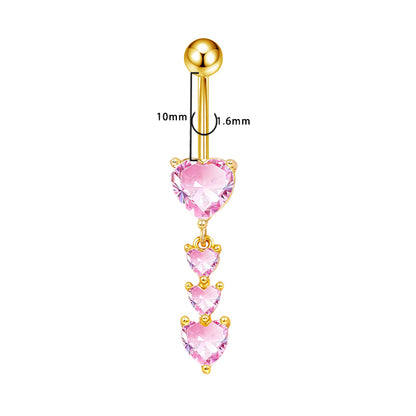 Three-dimensional Copper Flowers Belly Ring With Platinum Plated Electroplated Finish And Zircon Inlay