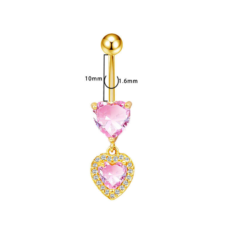Three-dimensional Copper Flowers Belly Ring With Platinum Plated Electroplated Finish And Zircon Inlay
