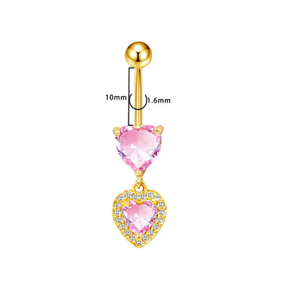 Three-dimensional Copper Flowers Belly Ring With Platinum Plated Electroplated Finish And Zircon Inlay