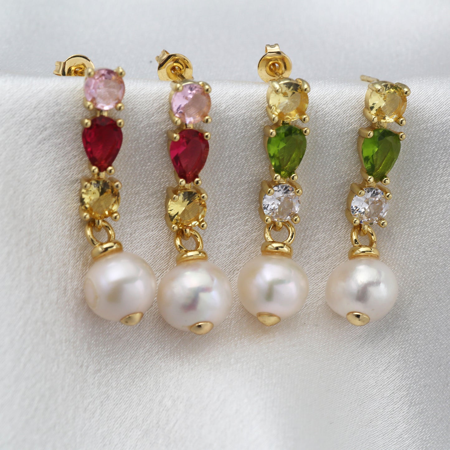 Handmade Square Brass Earrings For Women Featuring Zircon Inlay, 18K Real Gold Plated With 0.03µm Thickness