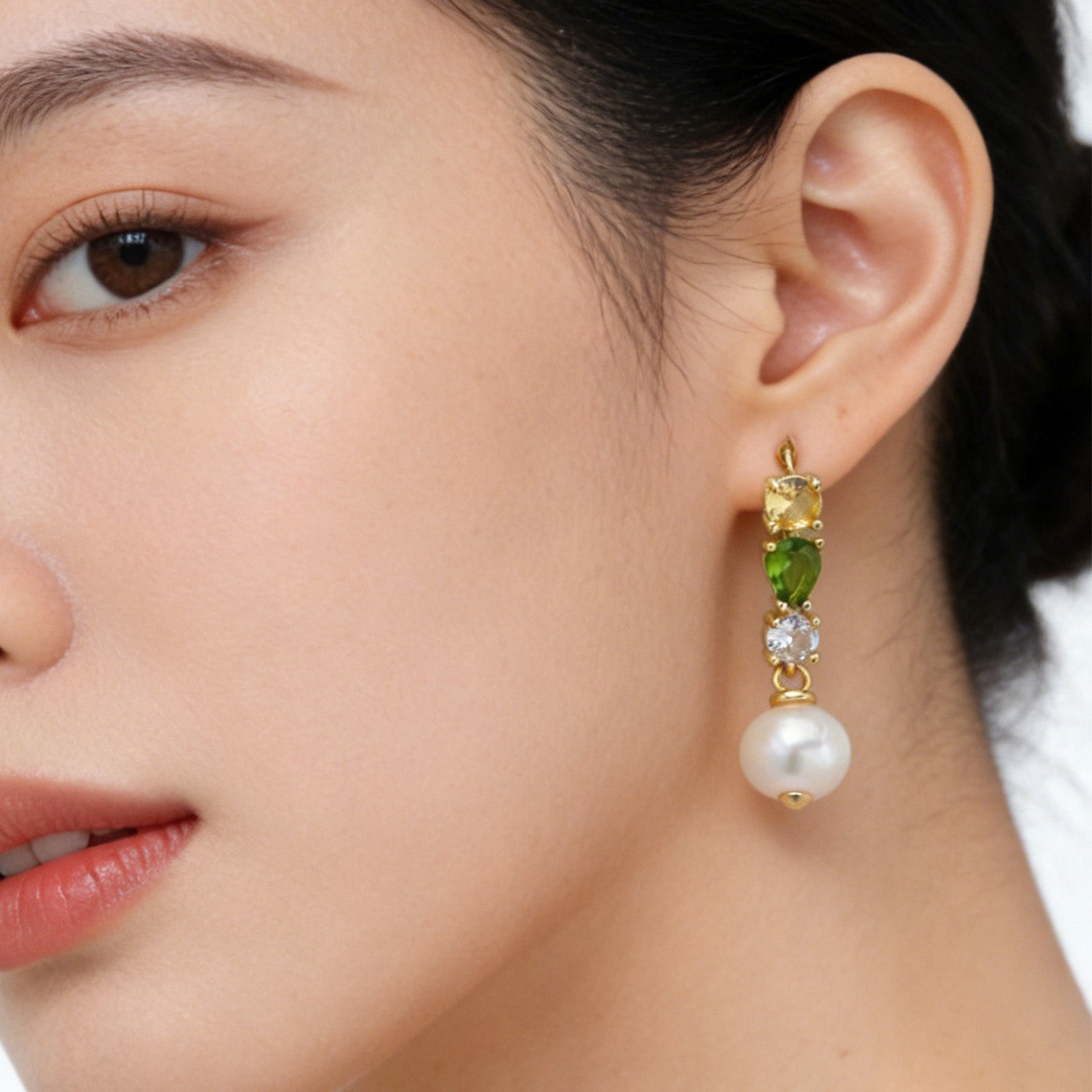 Handmade Square Brass Earrings For Women Featuring Zircon Inlay, 18K Real Gold Plated With 0.03µm Thickness