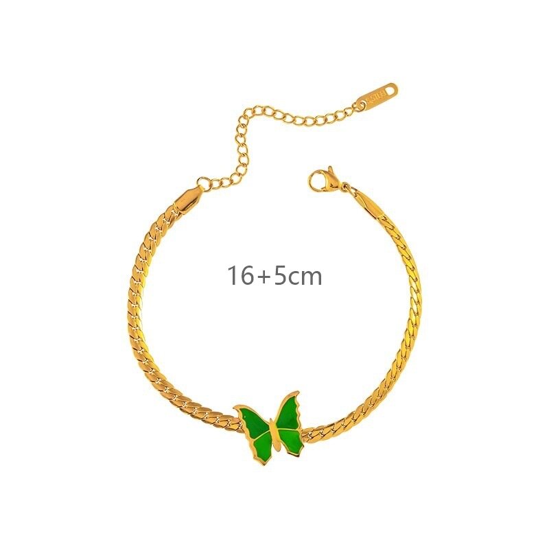 Electroplated Titanium Steel Anklet With Butterfly Pattern, PVD Coated And 14K Real Gold Plated With 0.03µm Thickness