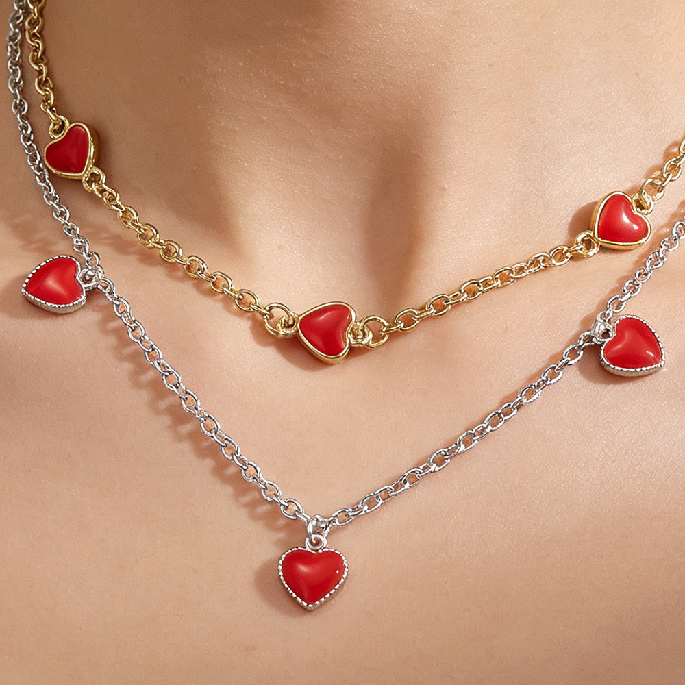 Heart Shape Necklace For Valentine's Day Featuring Casual Style Copper Material With 18K Gold Plated Handmade Chain