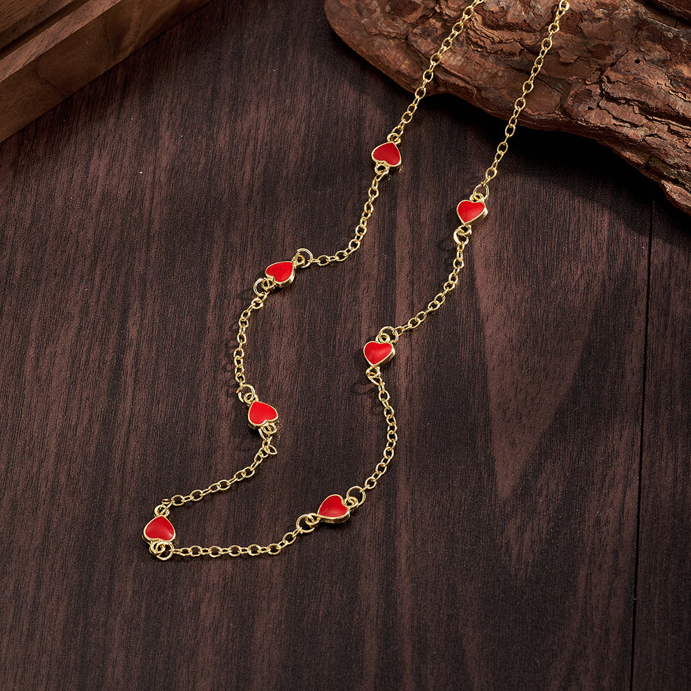 Heart Shape Necklace For Valentine's Day Featuring Casual Style Copper Material With 18K Gold Plated Handmade Chain