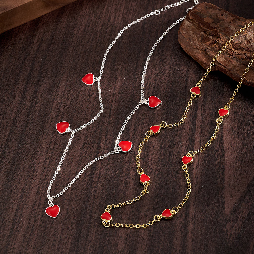 Heart Shape Necklace For Valentine's Day Featuring Casual Style Copper Material With 18K Gold Plated Handmade Chain