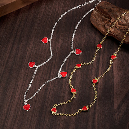 Heart Shape Necklace For Valentine's Day Featuring Casual Style Copper Material With 18K Gold Plated Handmade Chain