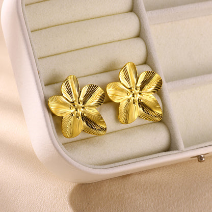 Flowers Stud Earrings For Women Featuring Waterproof Non Tarnish 304 Stainless Steel With 18K Real Gold PVD Coated Plating