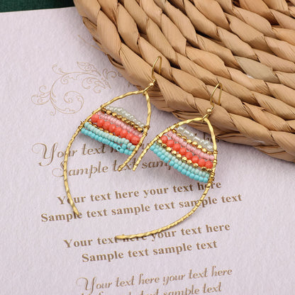 Asymmetrical Bohemian Drop Earrings For Women Featuring Beading In Colour With Unique Asymmetrical Design