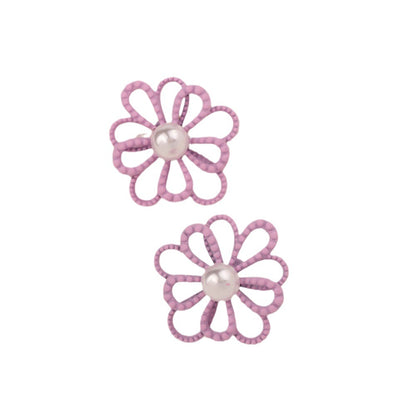 Golden Simple Style Flowers Stud Earrings For Women In Zinc Alloy With Crystal Inlay