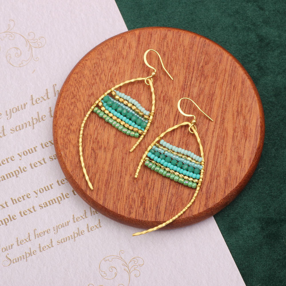 Asymmetrical Bohemian Drop Earrings For Women Featuring Beading In Colour With Unique Asymmetrical Design