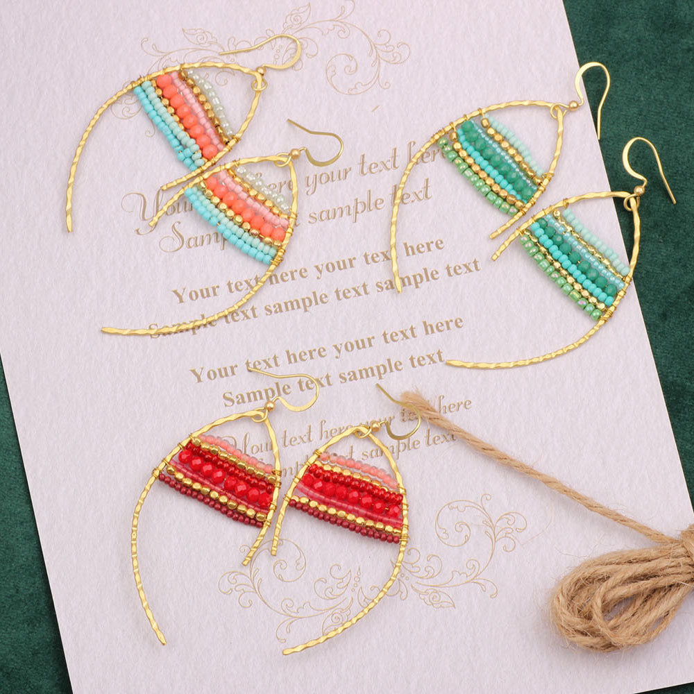 Asymmetrical Bohemian Drop Earrings For Women Featuring Beading In Colour With Unique Asymmetrical Design