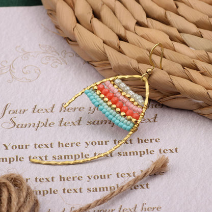 Asymmetrical Bohemian Drop Earrings For Women Featuring Beading In Colour With Unique Asymmetrical Design