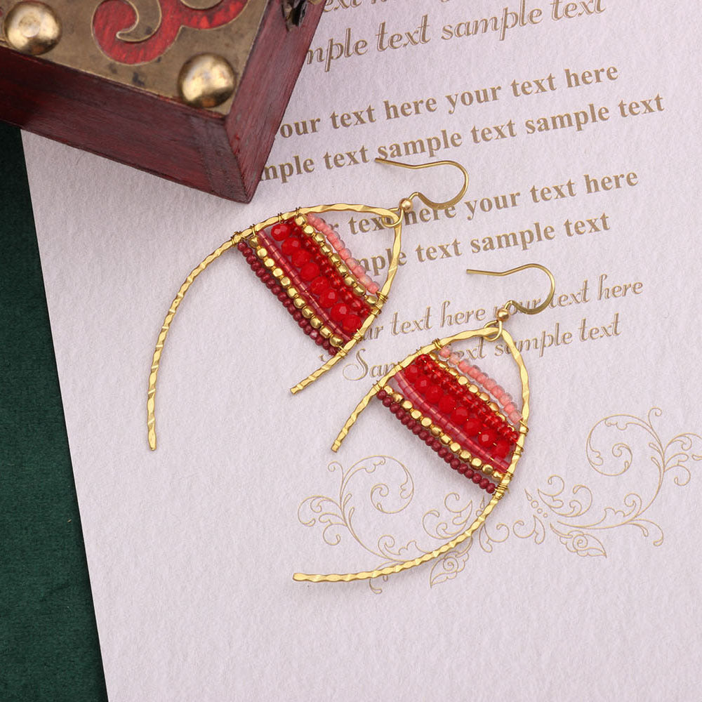 Asymmetrical Bohemian Drop Earrings For Women Featuring Beading In Colour With Unique Asymmetrical Design
