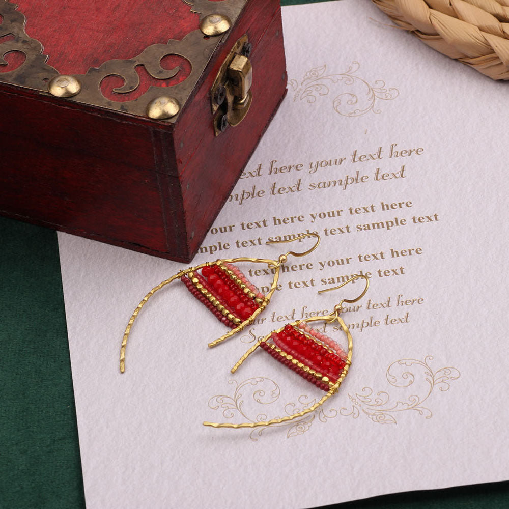 Asymmetrical Bohemian Drop Earrings For Women Featuring Beading In Colour With Unique Asymmetrical Design