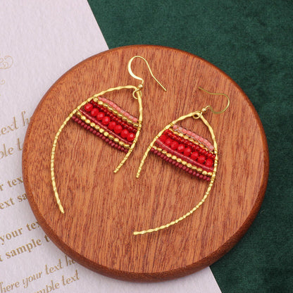 Asymmetrical Bohemian Drop Earrings For Women Featuring Beading In Colour With Unique Asymmetrical Design
