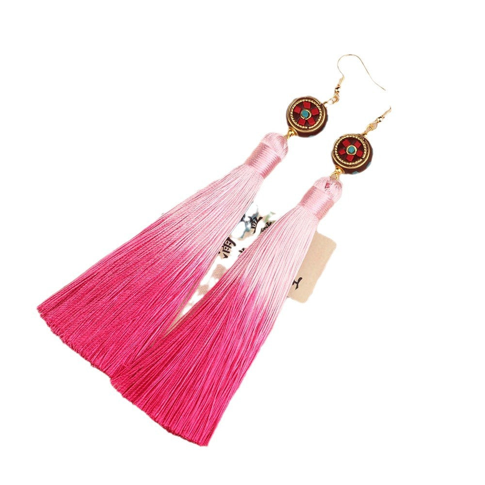 Ethnic Style Tassel Earrings For Women Featuring Copper Craftsmanship