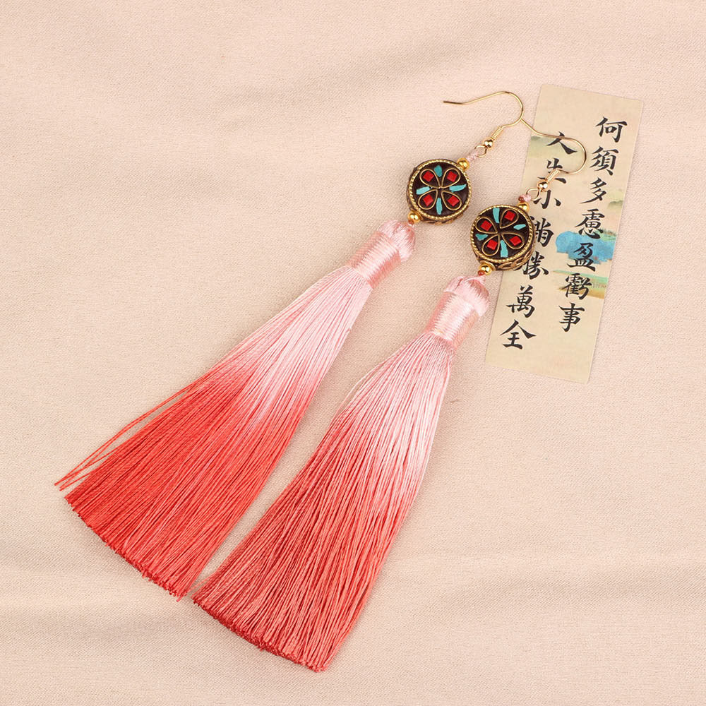 Ethnic Style Tassel Earrings For Women Featuring Copper Craftsmanship