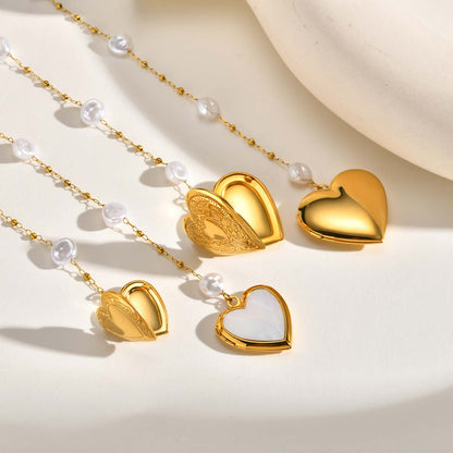 Heart Shape Pendant Necklace For Women In IG Style Featuring 304 Stainless Steel With 18K Real Gold Plated Cable Chain