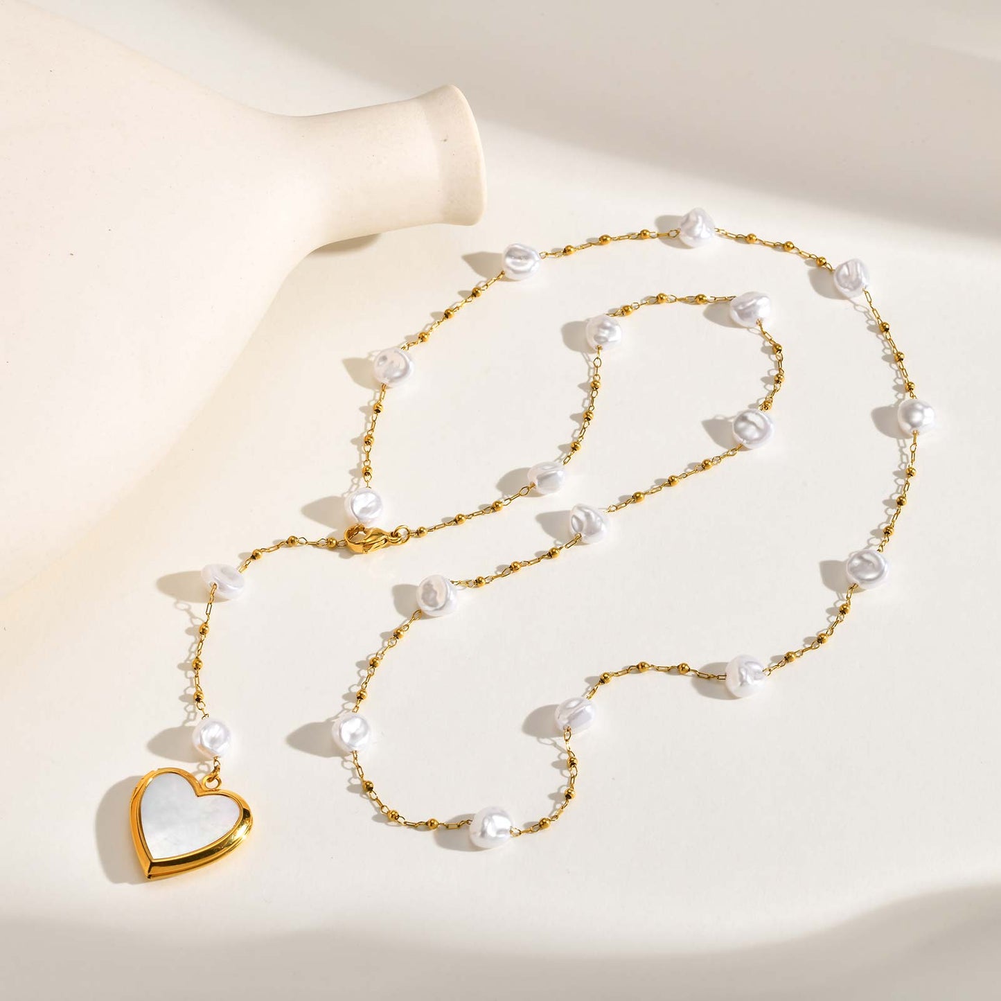 Heart Shape Pendant Necklace For Women In IG Style Featuring 304 Stainless Steel With 18K Real Gold Plated Cable Chain