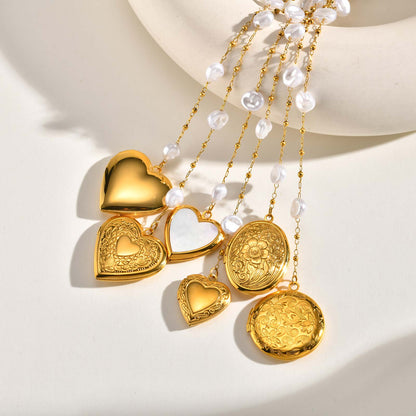 Heart Shape Pendant Necklace For Women In IG Style Featuring 304 Stainless Steel With 18K Real Gold Plated Cable Chain