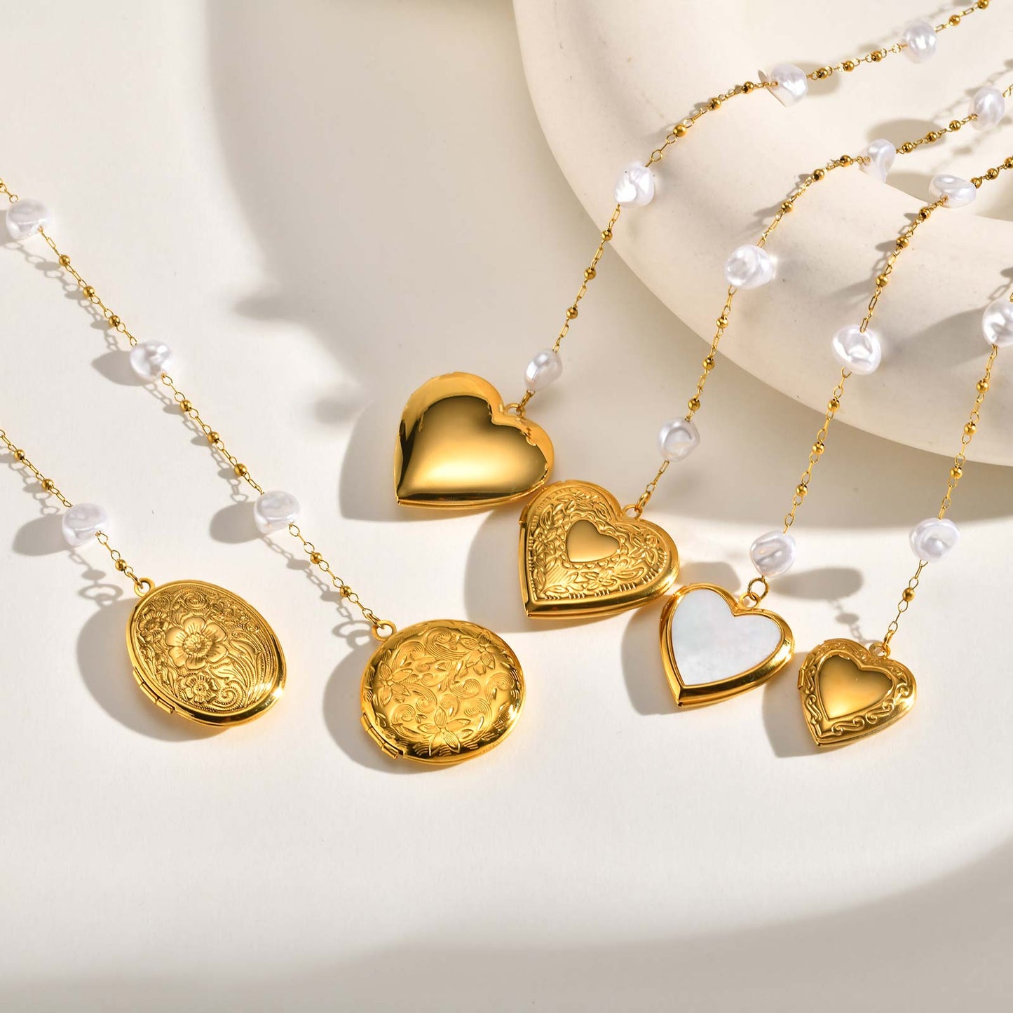 Heart Shape Pendant Necklace For Women In IG Style Featuring 304 Stainless Steel With 18K Real Gold Plated Cable Chain