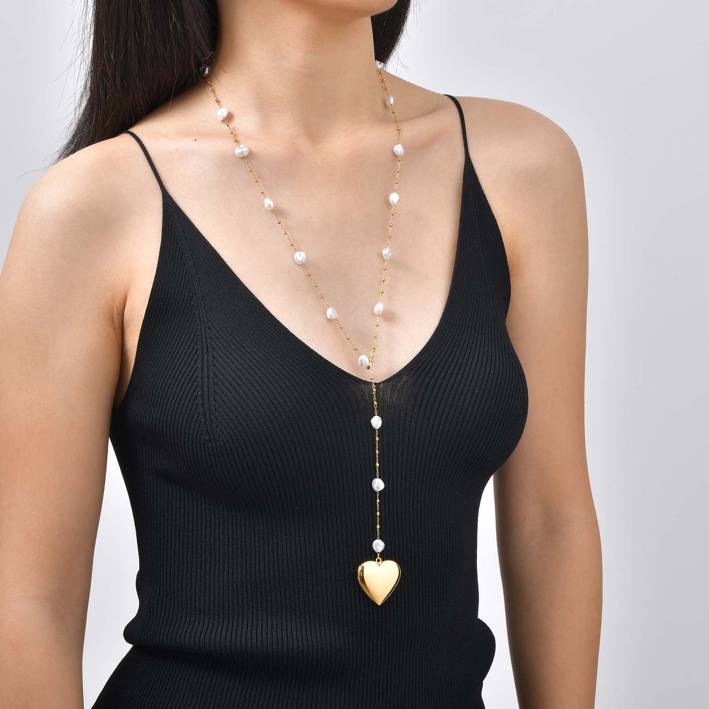 Heart Shape Pendant Necklace For Women In IG Style Featuring 304 Stainless Steel With 18K Real Gold Plated Cable Chain