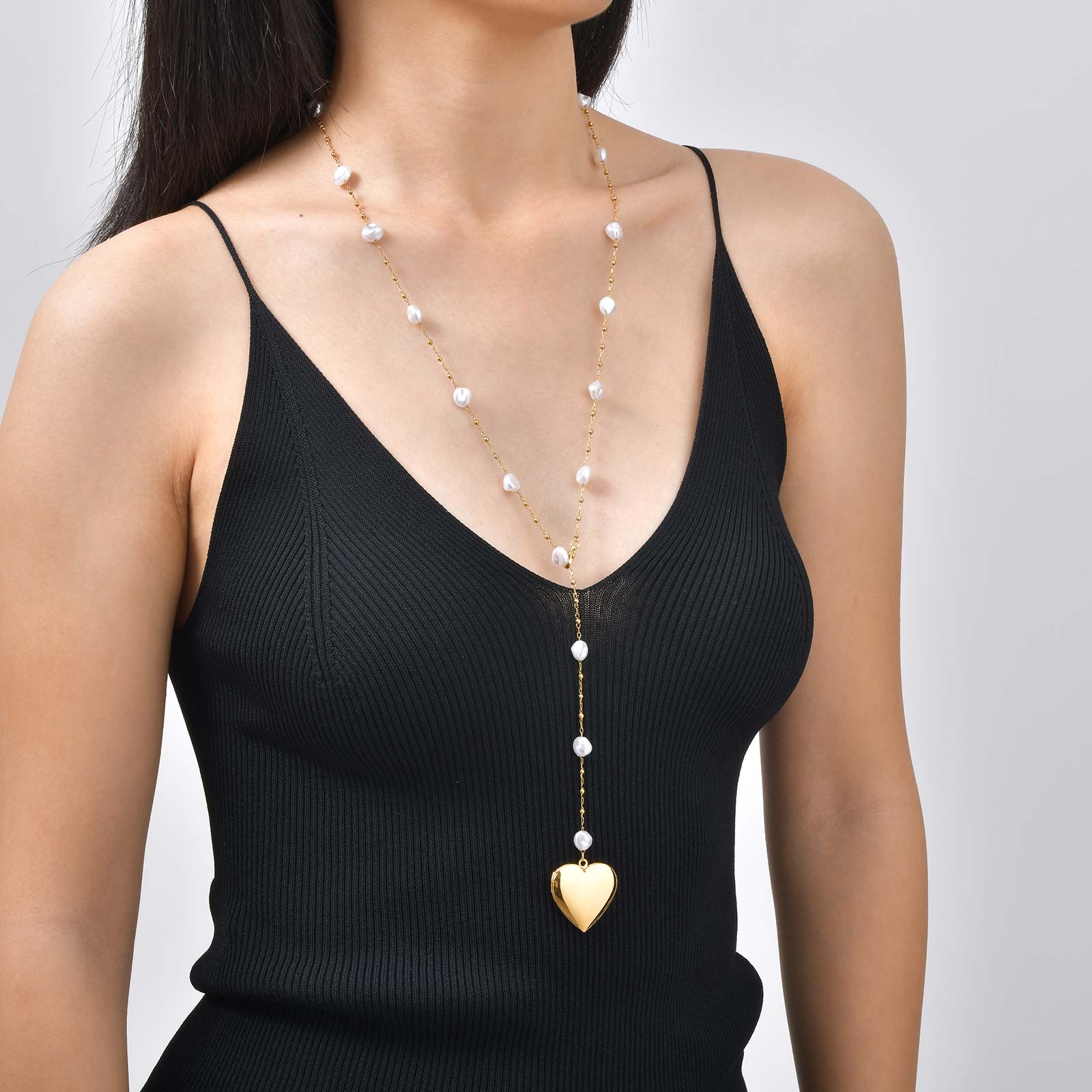 Heart Shape Pendant Necklace For Women In IG Style Featuring 304 Stainless Steel With 18K Real Gold Plated Cable Chain
