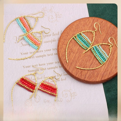 Asymmetrical Bohemian Drop Earrings For Women Featuring Beading In Colour With Unique Asymmetrical Design