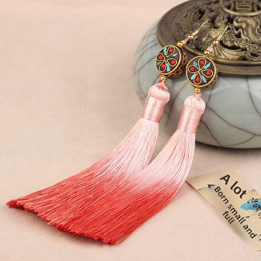 Ethnic Style Tassel Earrings For Women Featuring Copper Craftsmanship