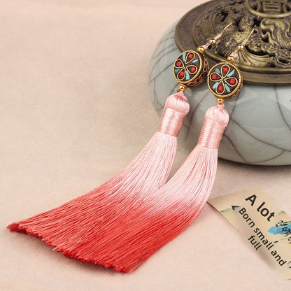 Ethnic Style Tassel Earrings For Women Featuring Copper Craftsmanship