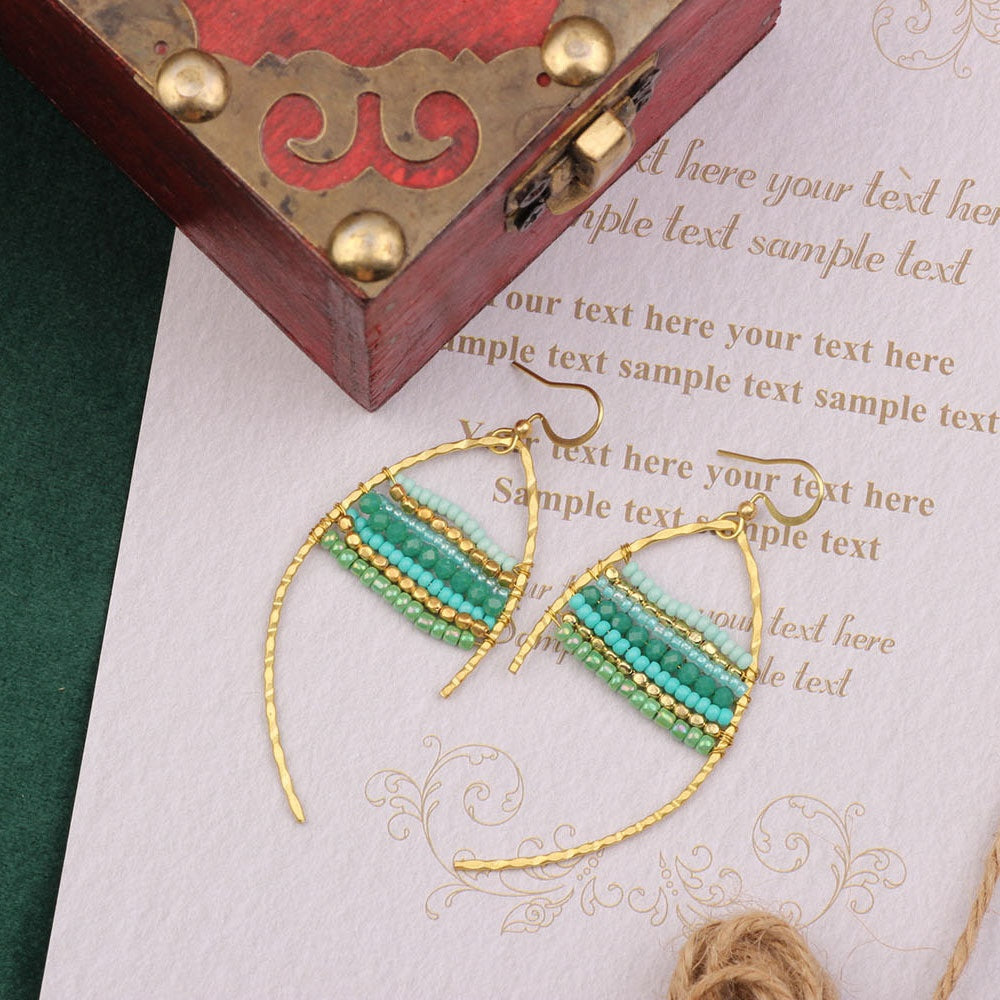 Asymmetrical Bohemian Drop Earrings For Women Featuring Beading In Colour With Unique Asymmetrical Design