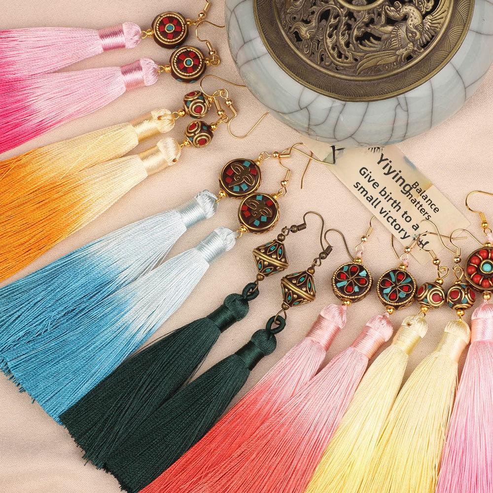 Ethnic Style Tassel Earrings For Women Featuring Copper Craftsmanship
