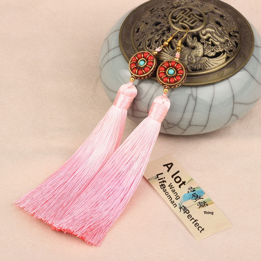 Ethnic Style Tassel Earrings For Women Featuring Copper Craftsmanship