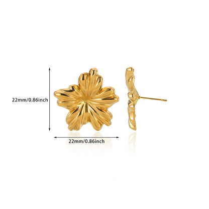 Flowers Stud Earrings For Women Featuring Waterproof Non Tarnish 304 Stainless Steel With 18K Real Gold PVD Coated Plating