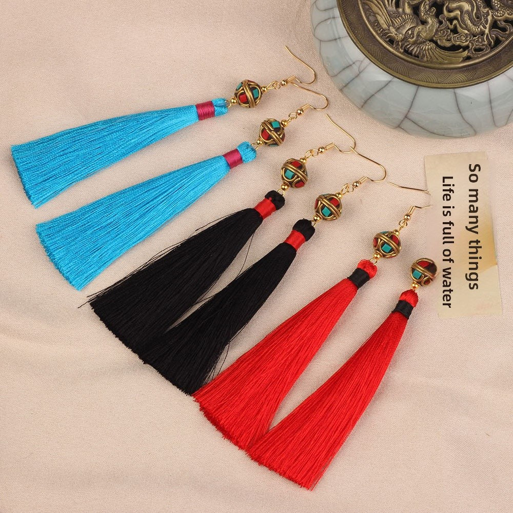 Ethnic Style Tassel Earrings For Women Featuring Copper Craftsmanship