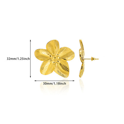 Flowers Stud Earrings For Women Featuring Waterproof Non Tarnish 304 Stainless Steel With 18K Real Gold PVD Coated Plating