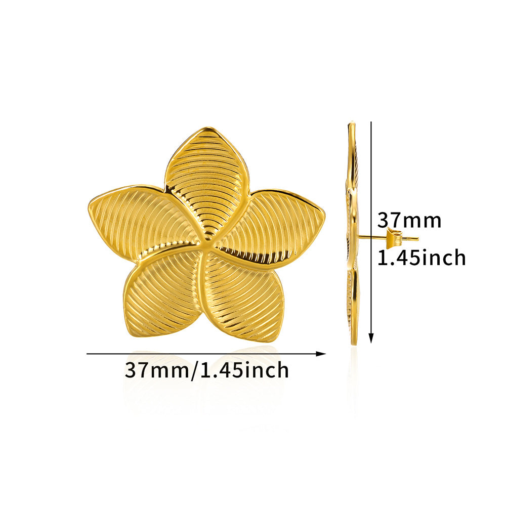 Flowers Stud Earrings For Women Featuring Waterproof Non Tarnish 304 Stainless Steel With 18K Real Gold PVD Coated Plating
